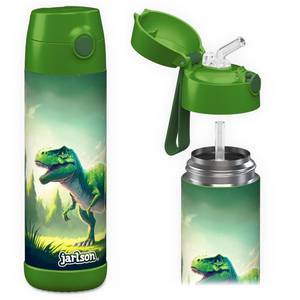 lot 55819 image: Jarlson Kids Water Bottle CHARLI 18OZ - Stainless Steel Thermo Bottle with Straw - Insulated, Spill Proof Waterbottle for School & Sports - Thermo Tumbler for Boys & Girls (Dinsaur)