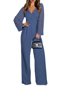 lot 55827 image: Pink Queen V Neck Jumpsuits for Women Dressy One Piece Fall Business Cocktail Event Outfits Formal Romper Sail Blue M