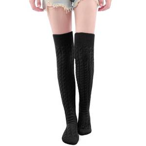lot 55829 image: VIBILIA Thigh High Socks Over the Knee Cable Knit Winter Boot Socks Extra Long Non-Slip Leg Warmers for women - Black