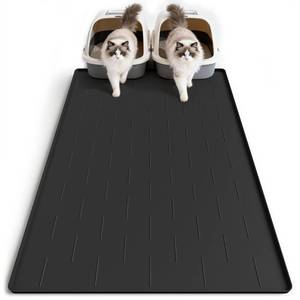lot 55834 image: Pieviev Silicone Cat Litter Trapping Mat, 40x28 Extra Large Cat Litter Mat, Easy to Clean & Soft on Kitty Paws, Waterproof Kitty Litter Pads for Indoor Cats, Black