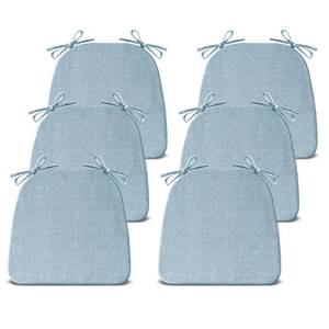 lot 63931 image: IASEAHK Chair Cushions for Dining Chairs Set of 6, Non Slip Kitchen Chair Pads, 17 x 16 x 2, Indoor Dining Chair Cushions with Ties, D-Shaped Seat Cushions for Kitchen Chairs, Light Blue