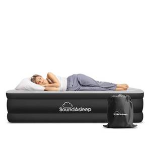 lot 63933 image: SoundAsleep Dream Series Luxury Air Mattress with ComfortCoil Technology & Built-in High Capacity Pump for Home & Camping- Double Height, Adjustable, Inflatable Blow Up, Portable - Queen Size