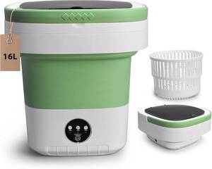 lot 63937 image: Portable Washing Machine, 16L Upgraded Mini Washer with Spin Basket Laundry Machine, 3 Cleaning Modes Suitable for Small Clothes, Foldable Design Ideal for Hotel, Home, Apartment and Campain