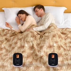 lot 63950 image: WOOMER Electric Blanket Queen Size 84 x 90, Heated Blanket with 0.5-12 Hours Timer & 10 Heating Levels, ETL Certified, Beige Double-Sided Faux Fur, Machine Washable
