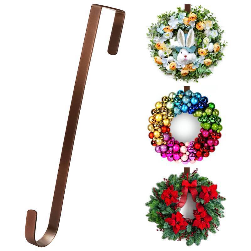 lot 26880 image: 12 Wreath Hanger Over the Door Hooks, Non Scratch Wreath Door Hanger Hooks for Hanging Welcome Sign, Metal Wreath Hangers for Front Door Decor, Thin Door Hanger for Easter Halloween Home Decoration