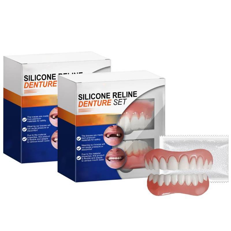lot 27106 image: Silicone Reline Denture Set - Included Upper and Lower Dentures -2PCs