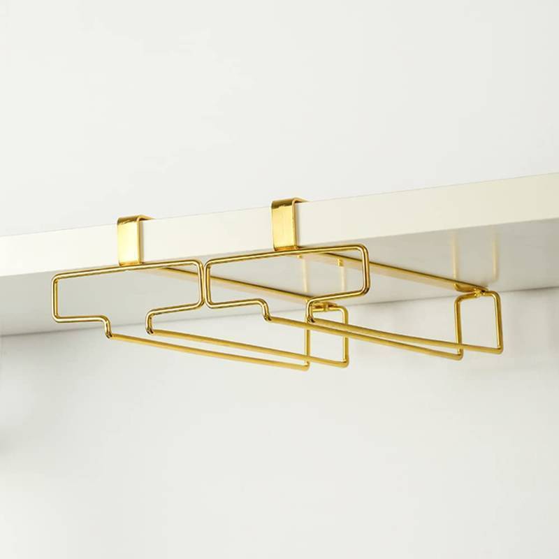lot 35024 image: LINFIDITE Gold Under Cabinet Wine Glass Holder, 2 Pack, Space Saving, Easy Installation, Anti-Skid, Compact Design, Sturdy Materials, Affordable Gift