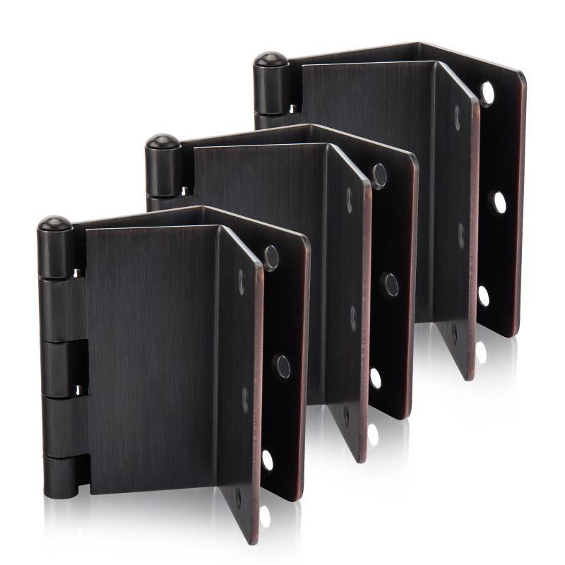 lot 27349 image: Haidms 3 Pack Offset Hinges Oil Rubbed Bronze Expandable Door Hinges 3.5 Inch Heavy Duty Full Mortise Door Hinges with 14 Radius Corner
