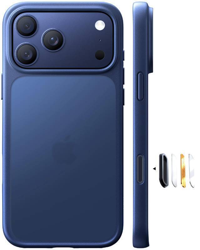 lot 46389 image: TORRAS Shockproof for iPhone 17 Pro Max Case with Camera Control Button, 12FT Military Grade Drop Protection Enhanced Grip & Soft Touch Translucent Slim 17 Pro Max Case 3 colors Buttons, Deep Blue