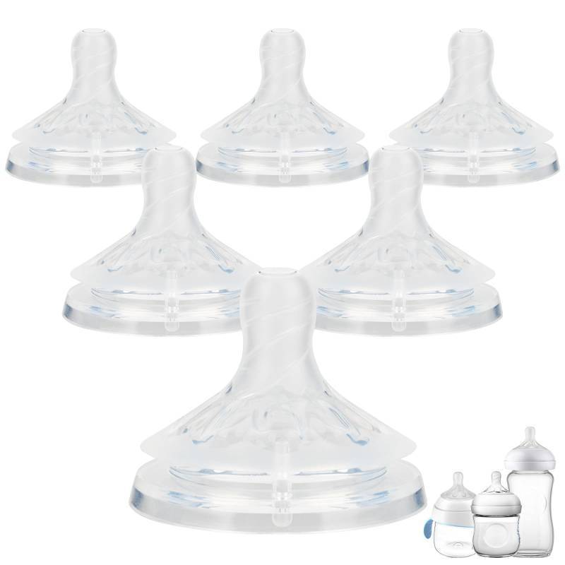 lot 37082 image: Silicone Bottle Nipples for Philips Avent Natural Baby Bottles,Size 3 Nipple,1m,Slow Flow, 6 Count