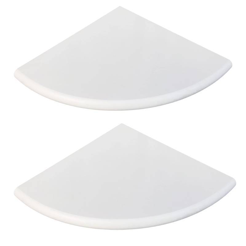lot 25101 image: GEOONA 2 Pcs White Marble Corner Shower Shelf for Bathroom, 9 x 9 x 0.8 Marble Corner Shelves for Bathroom Wall Mounted Both Side Polished