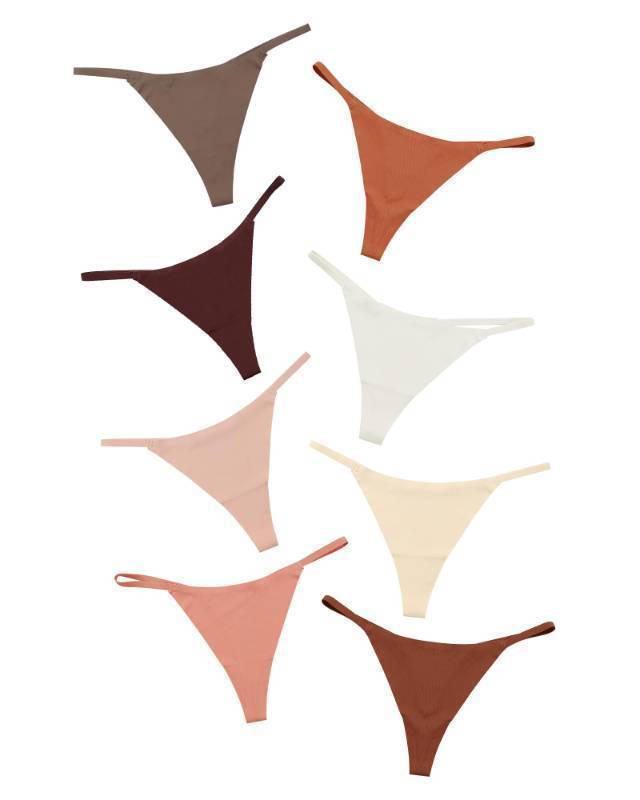 lot 27316 image: DEANGELMON Seamless G-string Thongs for Women - No Show Thong Underwear Low Rise Stretch Panties Workout Pack (8P1,M)