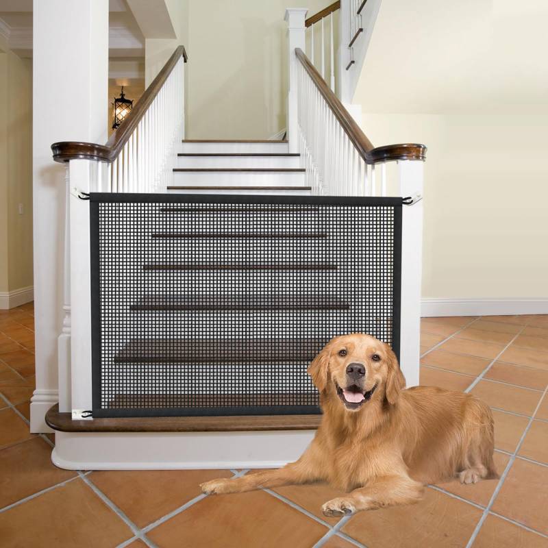 lot 37157 image: Cupount Dog Screen Mesh Gate for Stairs Pet Gates for The House for Doorways Stairways Indoor 29 inches Tall, 38 inch Wide, Fits 32-35 inch Openings