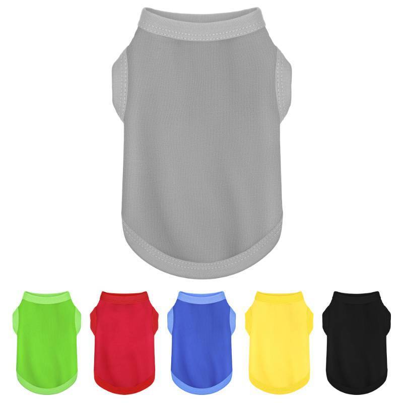 lot 37169 image: Elevate Your Dogs Fashion Quotient with Colorful and Breathable Sleeveless Cotton Shirts Perfect Pet Apparel for Small to Medium Dogs Gray XS