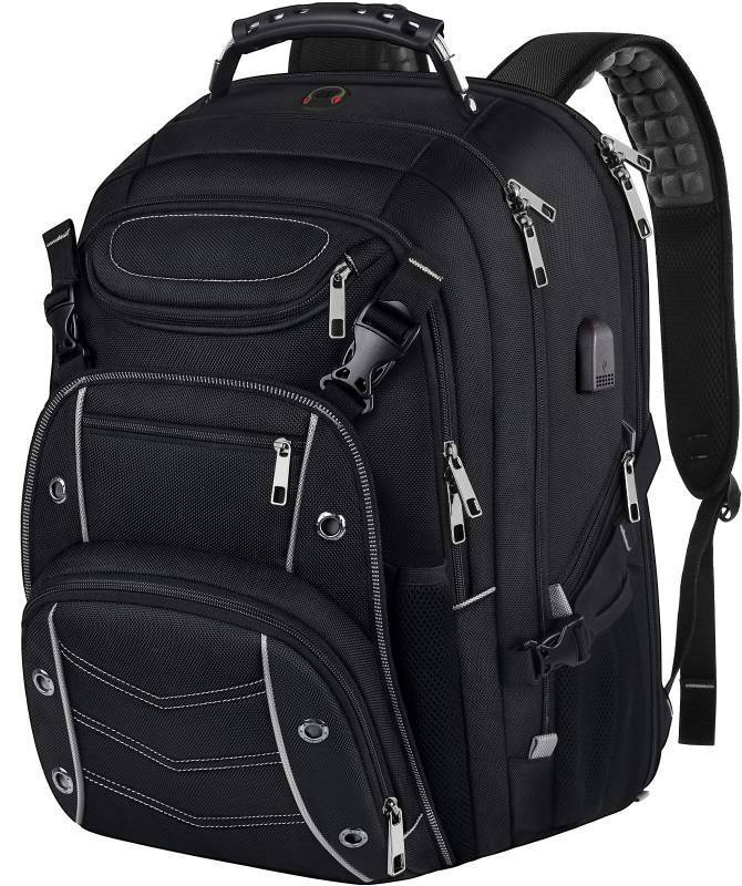 lot 25261 image: VECKUSON 18.4 Laptop Backpack for unisex, 60L Extra Large Gaming Laptops Back Bag with USB Charger Port,TSA Friendly Flight Approved and RFID Anti-Theft Pocket Heavy-duty Pack,21.315.711.8inch Grey