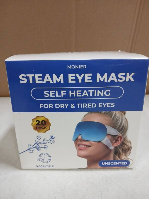 lot 27447 image: Monier Self-Heating Steam Eye Mask - 20 Pack Unscented