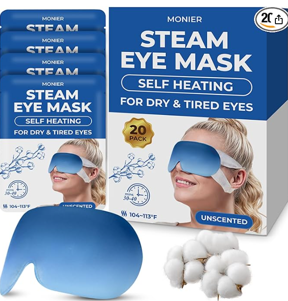 lot 57480 image: Monier Self Heating Steam Eye Mask - 20 Pack
