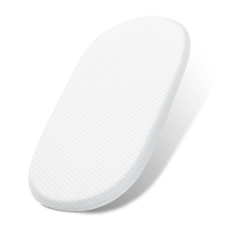 lot 54332 image: Baby Bassinet Mattress, 15 x 30 Dual Sided Gel Memory Foam Mattress with Waterproof, Removable and Breathable Ice Silk Cover, Fit for Moses Basket - Retail $50