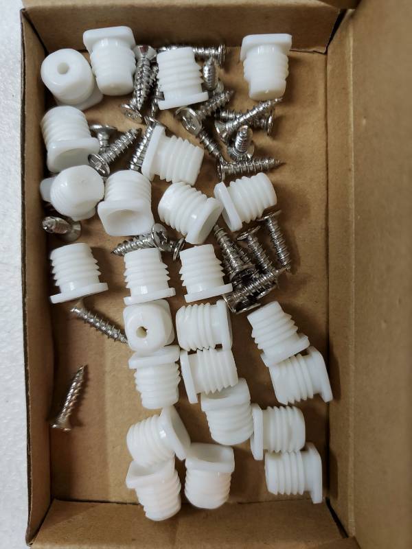 lot 54392 image: 25 Set Plastic Hinge Dowel Inserts with Screws (25pcs Dowel  25pcs M3.5x16m Self-Tapping Screws - Retail $8