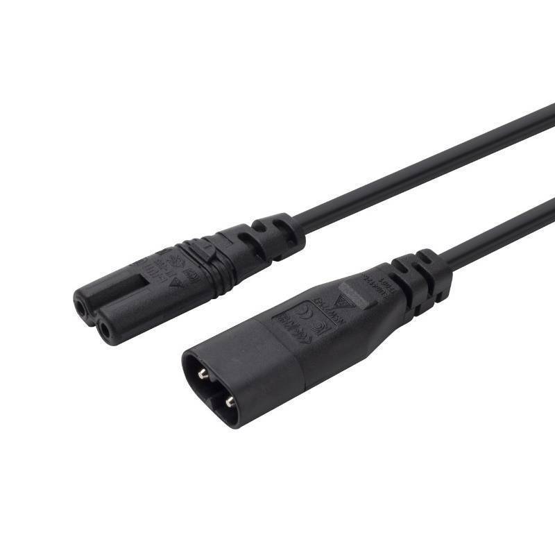 lot 54419 image: LBSC IEC 60320 C8 Plug to C7 Receptacle Male to Female Extension Power Supply Main Adapter Cable 6ft (YEKELLA) - Retail $8