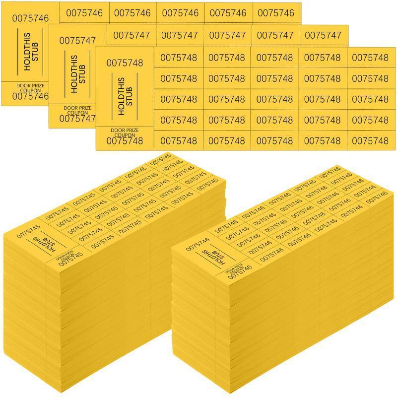 lot 54463 image: 2000 Sheets Raffle Ticket 25 Bid Chinese Auction Tickets Tricky Tray Basket Raffle Sheets for School Class Rewards Carnival Door Prize Fundraiser Event(Dark Yellow) - Retail $60