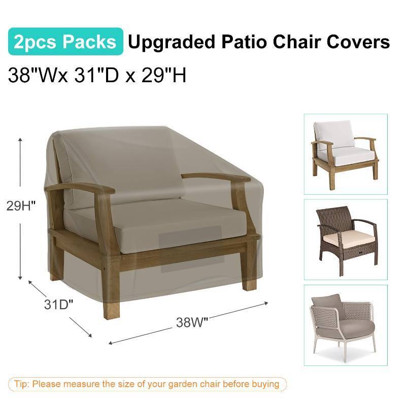 lot 54498 image: Patio Chair Covers for Outdoor Furniture Waterproof, 1 Pack, Lawn Chair Covers 600D Heavy Duty Oxford Cloth, Large Covers for Lounge Lawn Deep Seat 38 W x 31 D x 29 H-Brown