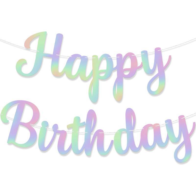 lot 61582 image: Glitter Iridescent Happy Birthday Banner - Pre-Strung 10 Feet, Happy Birthday Sign for Women Men Boys and Girls Iridescent Birthday Decorations - Retail $12