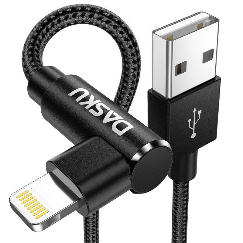 lot 61590 image: 90 Degree iPhone Charging Cable 2Pack 10ft Right Angle Nylon Braided Lightning Charger Cord Compatible with iPhone - Retail $14