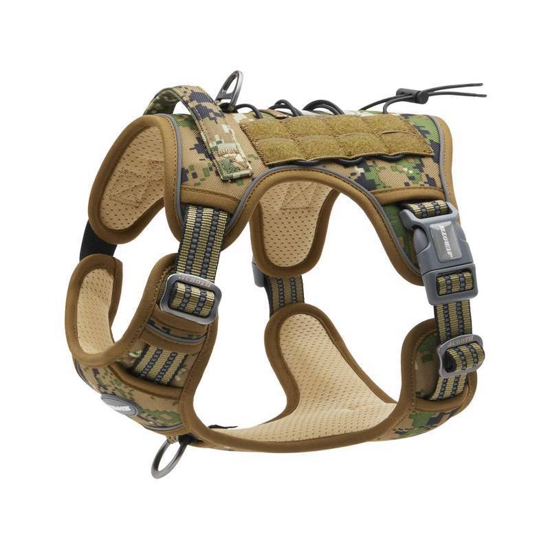 lot 61614 image: Tactical Dog Harness for Small Medium Dogs No Pull Adjustable Pet Harness Reflective K9 Working Training Easy Control Pet Vest Military Service Dog Harnesses Woodland Camo M - Retail $27