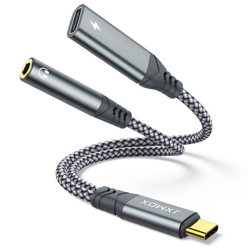lot 61624 image: USB C to 3.5mm Headphone and Charger Adapter, 2-in-1 USB Type C to Aux Jack Dongle Cable with PD 60W Fast Charging for iPhone 15 16 17 Pro Max Air, Samsung Galaxy S23 S24 S25 Ultra, Note 20, iPad Pro - Retail $6