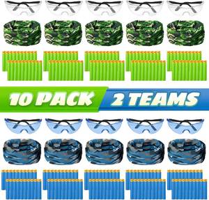 lot 43917 image: Party Supplies Compatible for Nerf - 10 Kids Pack Boys Birthday Party Guns War Decorations, Face Mask Glasses 200 Foam Bullets Darts for Two Teams Toy for Kids Boys Girls - Retail $24