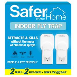 lot 43926 image: Safer Home Indoor Plug-in Fly Trap - SH502-2SR - Effective Fruit Fly Traps for Indoors, Gnat Traps for House Indoor, 800 Total Sq Ft Protection - 2 Devices. NO GLUE CARDS. - Retail $20