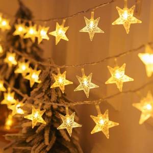 lot 43929 image: Star String Lights Battery Operated, 17 ft 50 LEDs, Room Decor Fairy Lights, String Lights Battery Powered for Kids Bedroom Wedding Mantel Patio Dorm Decor, Warm White