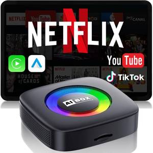lot 43930 image: Wireless Carplay Adapter for iPhone & Android Auto Ai Box with Netflix YouTube Supports TF Card Dongle Plug and Play Easy Setup Carplay Video Entertainment for iOS 10 and Cars After 2015 Car - Retail $100