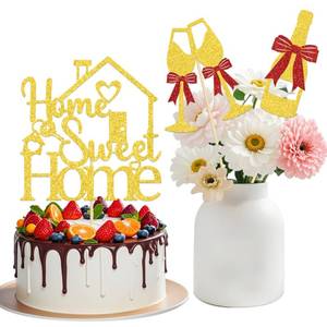 lot 43935 image: Housewarming Party Centerpiece Sticks New Home Who Dis Party Decoration for Table Gold Glitter - Retail $9