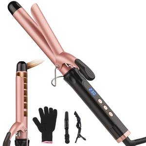 lot 43944 image: Hair Curling Wand Professional Curling Iron, Ceramic Hair Curler Wand with Heat-Resistant Glove, Dual Voltage (1 Inch) - Retail $23