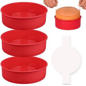 lot 43945 image: 8 Inch Round Cake Pan, 3 Pack Silicone Cake Molds with 100 Pieces Parchment Paper, Nonstick Cake Molds for Birthday Cakes, Layer Cakes, Cheese Caks, Chocolate Cakes - Retail $15
