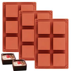 lot 43950 image: 3Pcs Silicone Brownie Pan 2 x 2 x 1 Square Chocolate Baking Molds for Brownie Bites, Muffins, Fudges, Truffles, Keto Fat Bombs - Retail $12