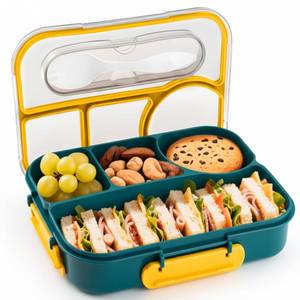 lot 43953 image: Bento Box Adult, Lunch Box, 4-Compartment Lunch Containers, Drop-Proof, Dishwasher Safe & Made with BPA-Free Materials, PURPLE. - Retail $13