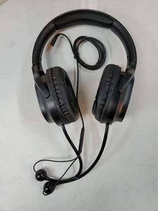 lot 43957 image: Air Tube Headphones Air Tube Headset Over The Ear Headphones Wired Airtube Headset with 3.5mm Jack - Black