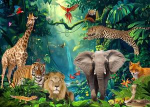 lot 43962 image: 7x5FT Jungle Forest Animals Backdrop - Tropical Rainforest Safari for Baby Shower Celebration Party - Vinyl, DA-SD150-7x5FT - Retail $10