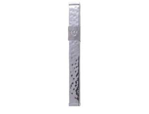lot 43966 image: Yair Emanuel 12cm Contemporary Hammered Silver Metal Mezuzah Case Square Edge Silver Shin - Retail $15