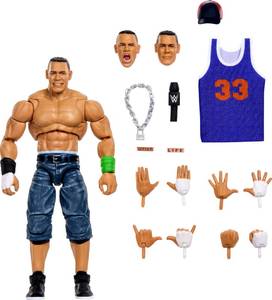 lot 43979 image: Mattel WWE Ultimate Edition John Cena 6-inch Action Figure & Accessories Set, 10 Pieces Include Swappable Heads & Hands - Retail $36