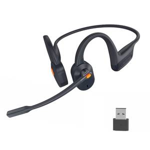 lot 43983 image: Blue Air Open Ear Headphones with Mic, Dual Connect Bluetooth Headset with Noise Cancelling & Mute & Dongle, Powerful Sound, Secure, Wireless, Comfortable Fit for Workouts Work Calls Meetings - Retail $100