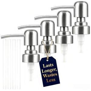 lot 43986 image: Soap Dispenser Pump Replacement, 4PCS Stainless Steel Soap Pump Replacement Head, Reusable Metal Hand Soap Dispenser Top for Lotion Bottles, Standard Diameter 28400 Neck Size (Silver, Brushed) - Retail $9