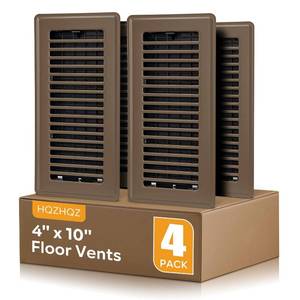 lot 44001 image: 4 x 10 Floor Vent Covers Brown 4 Pack, Heavy Duty Walkable Vent Covers for Home Floor, Premium Finish, Brown - Retail $24