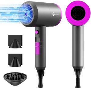 lot 44008 image: Professional Ionic Hair Dryer, Powerful 1800W Fast Drying Low Noise Blow Dryer with 2 Concentrator Nozzle 1 Diffuser Attachments for Home Salon Travel. SEVERAL scratches.  WORKS as Expected. - Retail $46
