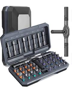 lot 44011 image: 42 in 1 Ratchet Screwdriver Set, Magnetic Screwdriver Set, DIY Multi Bit Magnetic Drive Set with Detachable Ratchet Handle, Portable Compact Repair Tool Kit for Furniture Computer Bicycle. MISSING Handle. - Retail $27
