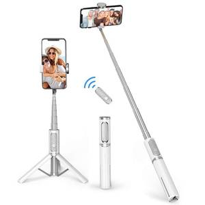lot 44015 image: Selfie Stick Tripod, 3-in-1 Extendable Aluminum Phone Tripod with Detachable Bluetooth Remote, Compatible with iPhone 1716151413121111 ProXS MaxXR and Samsung Smartphones, White - Retail $25