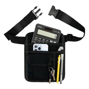 lot 44022 image: Restaurant Waiter Waist Pouch Bag, Serving Apron with Multiple Pockets, Adjustable Belt for Waitress and Bartender Black - Retail $9